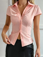 Button-up Short Sleeve Shirt Tie Back (8)