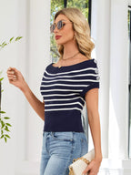 Striped Short Sleeve Sweater (4)