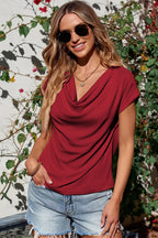 Cowl Neck Short Sleeve T-shirt (16)