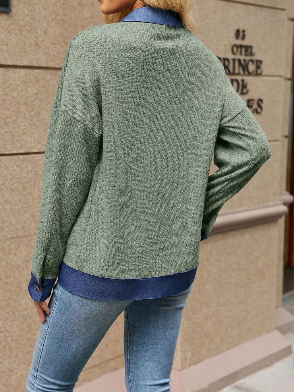 Contrast Denim Collar Zip Up Outerwear (23)