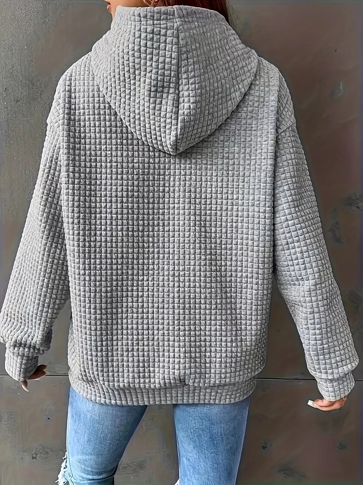 Textured Knit Drawstring Hoodie (21)