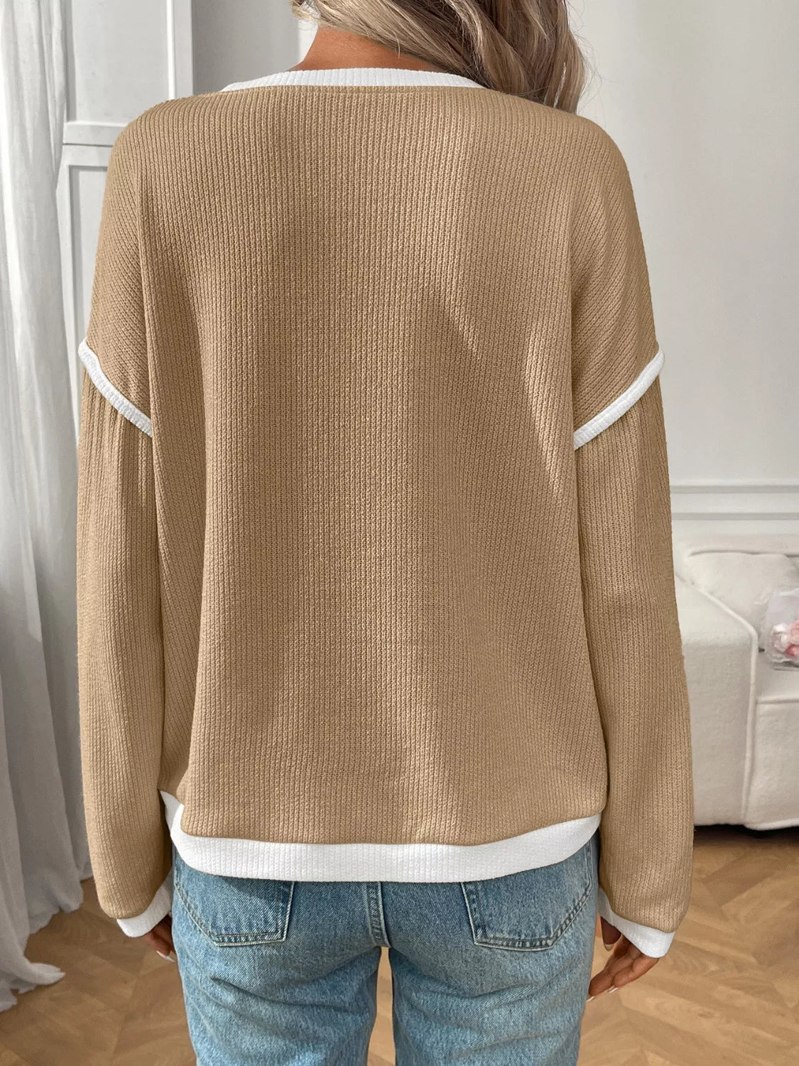 Ribbed Knit Contrast Trim Sweater (18)