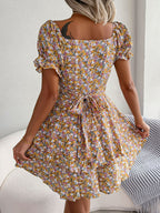 Floral Sweetheart Neck Flounce Sleeve Mini Dress (9)