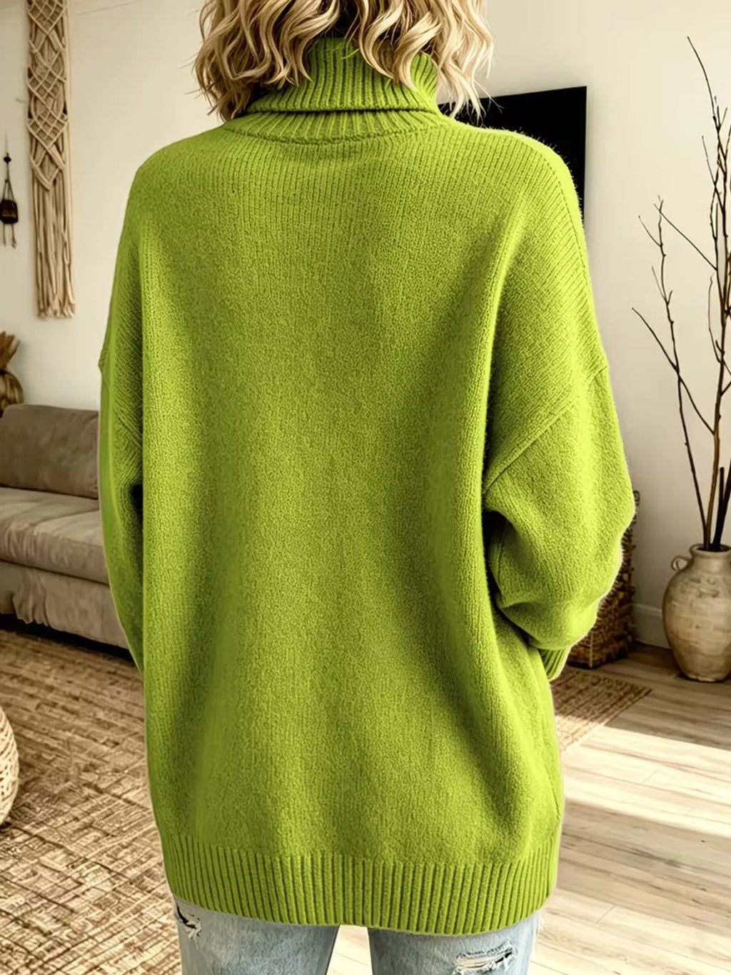 Turtleneck Dropped Shoulder Sweater (4)