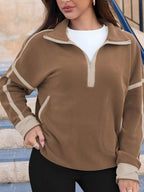 Half Zip Dropped Shoulder Sweatshirt (12)