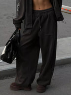 Oversized Zip-up Hoodie Wide-leg Pants Set (35)