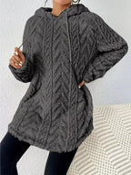 Cozy Textured Drawstring Fleece Hoodie (15)