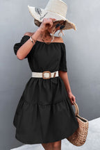 Square Neck Short Sleeve Mini Dress (4)