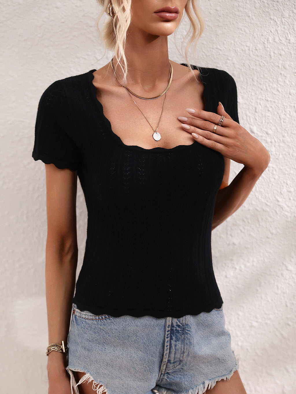 Scalloped Hem Square Neck Knit Top (7)