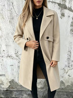 Full Size Lapel Collar Longline Overcoat Plus