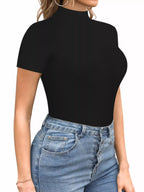 Mock Neck Short Sleeve Bodysuit (13)