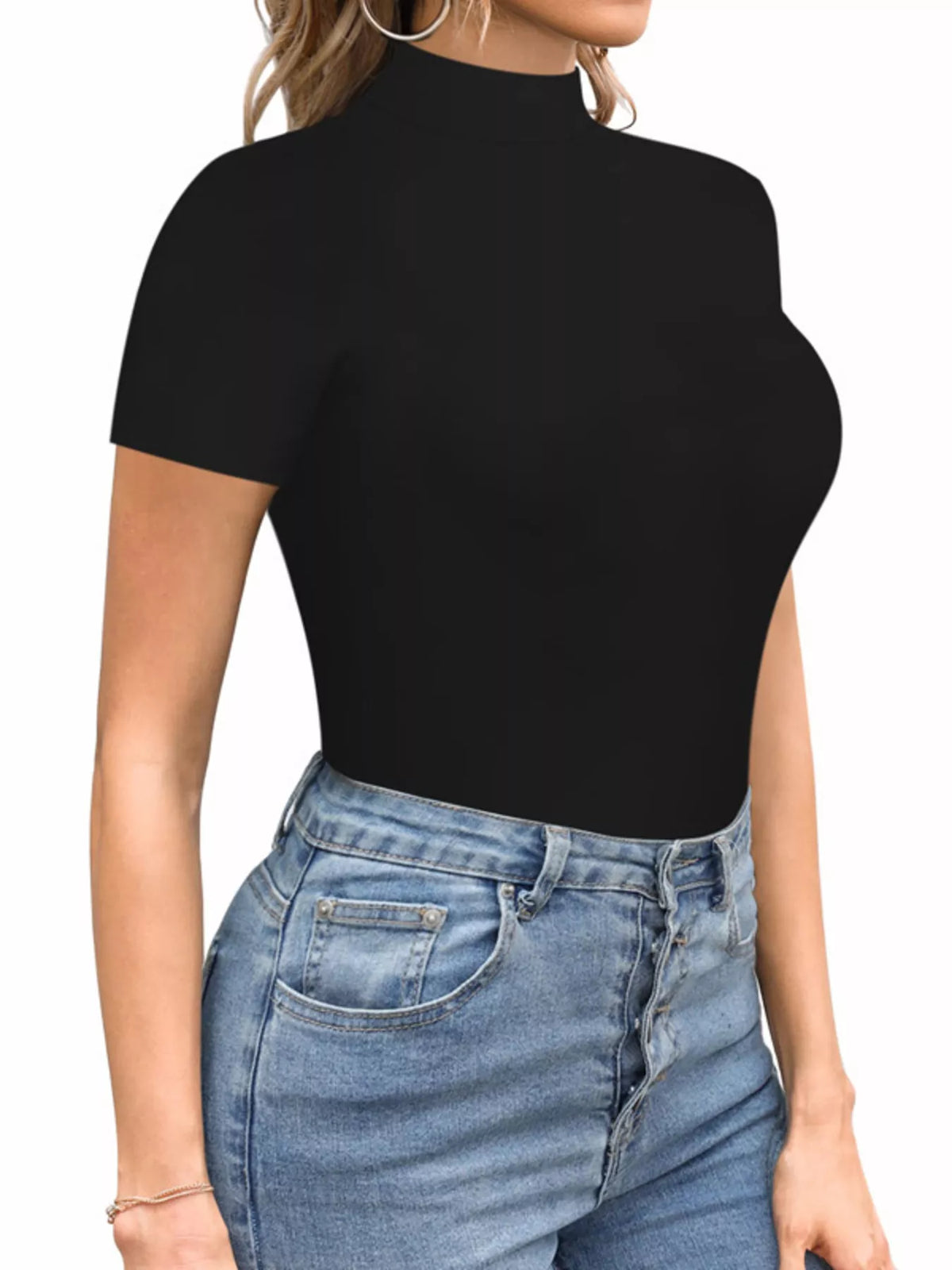 Mock Neck Short Sleeve Bodysuit (13)