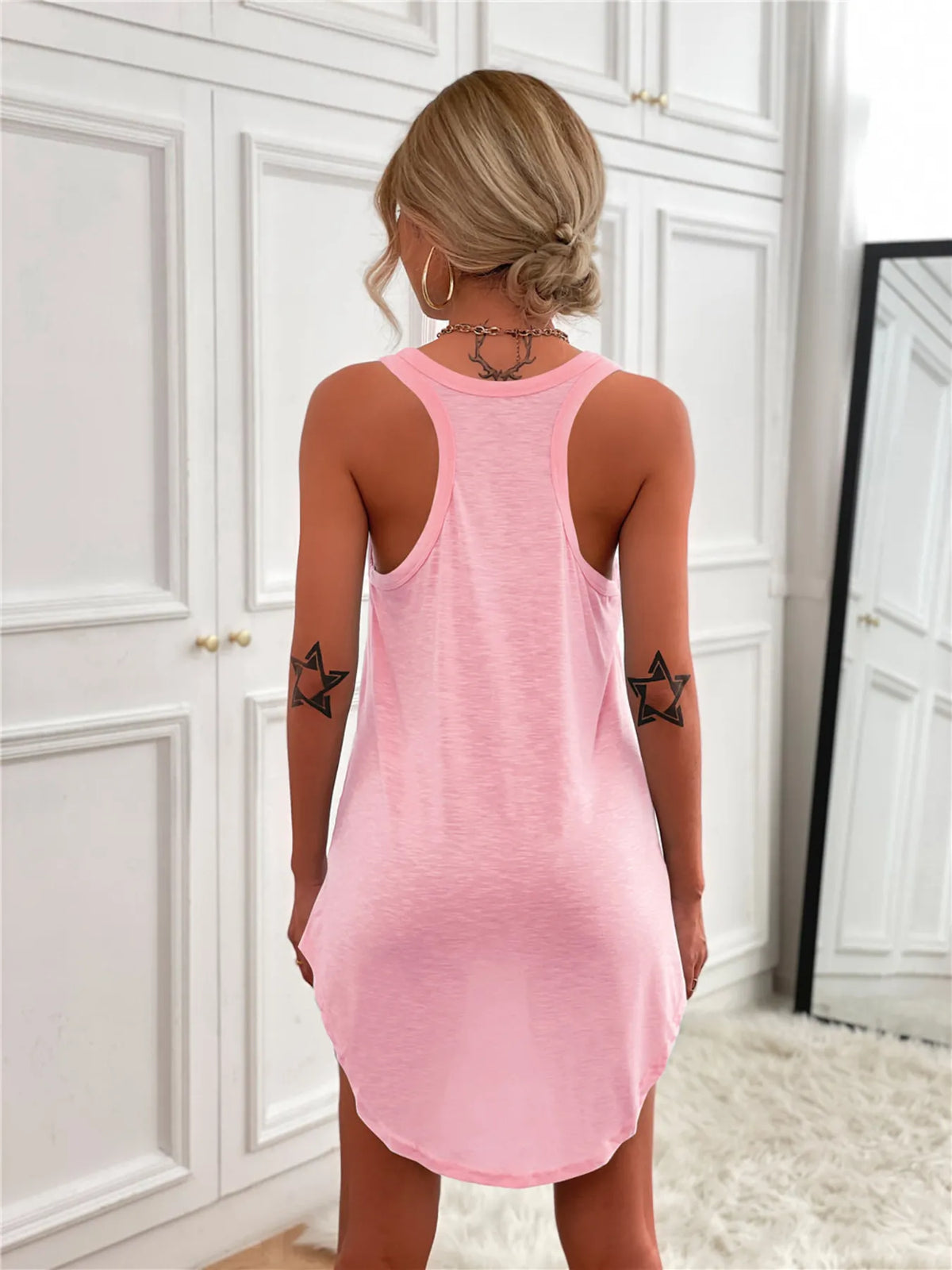 Casual Tank Mini Dress Curved Hem (5)
