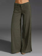 Full Size Wide Leg Pants Pockets Plus