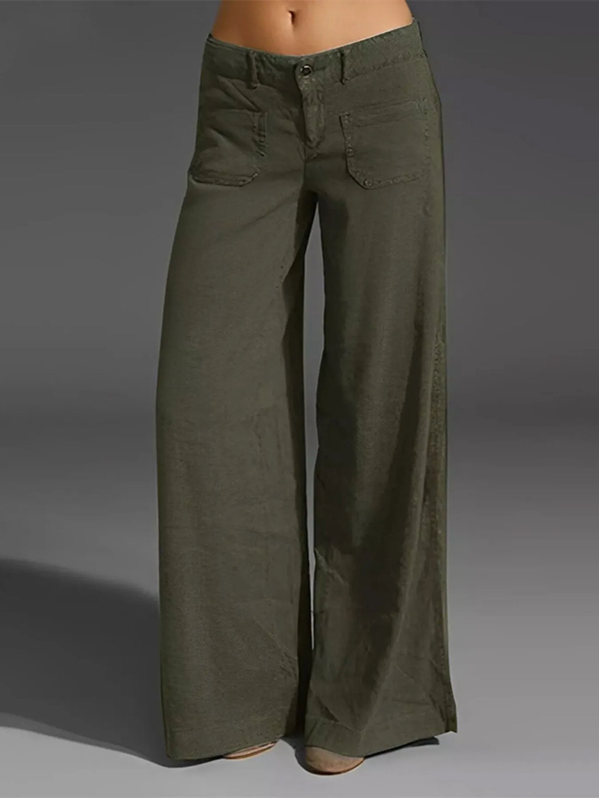 Full Size Wide Leg Pants Pockets Plus