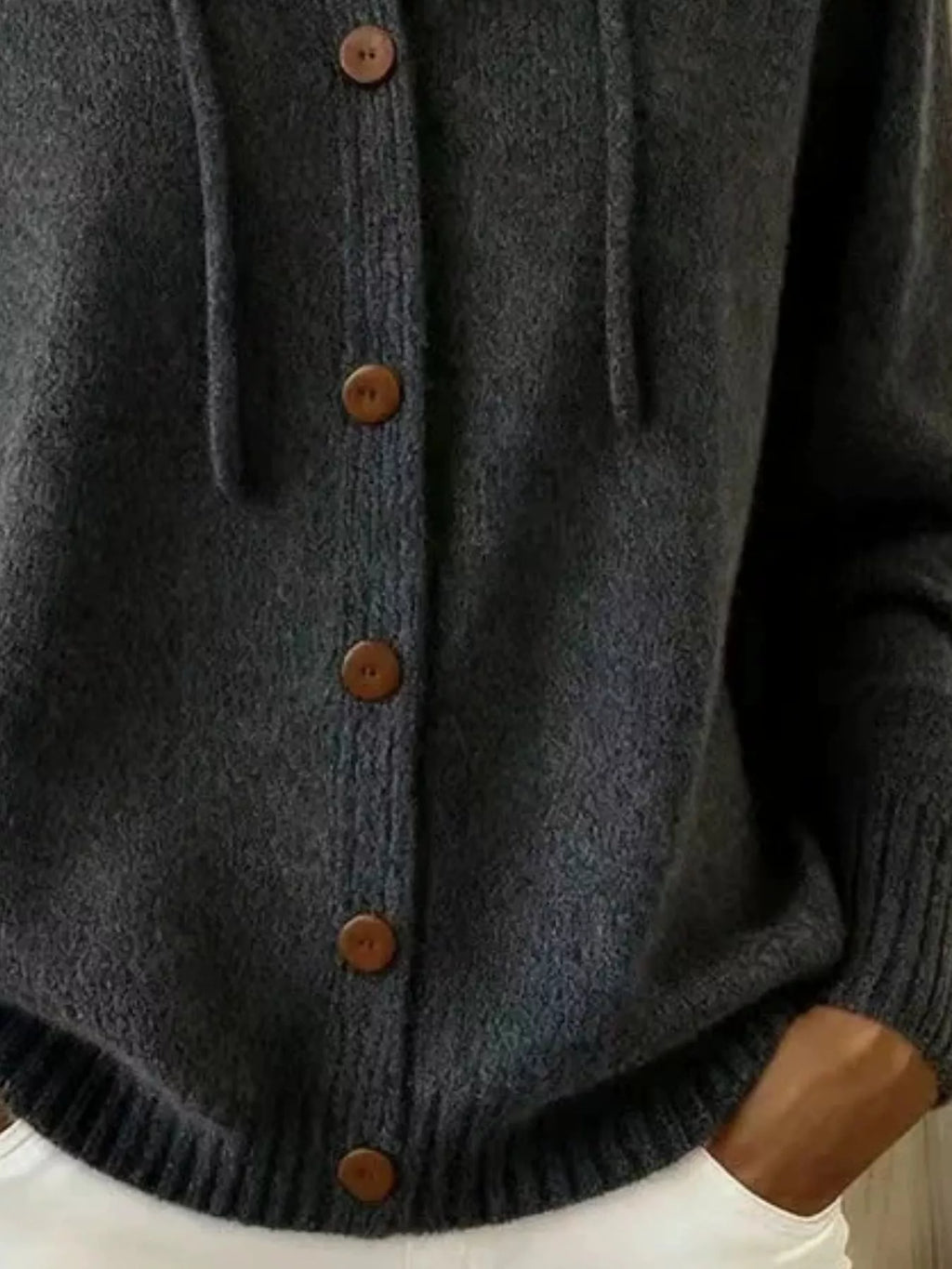 Full Size Hooded Button-down Knit Cardigan Plus (15)