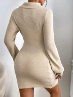 Turtleneck Ribbed Knit Sweater Dress (6)
