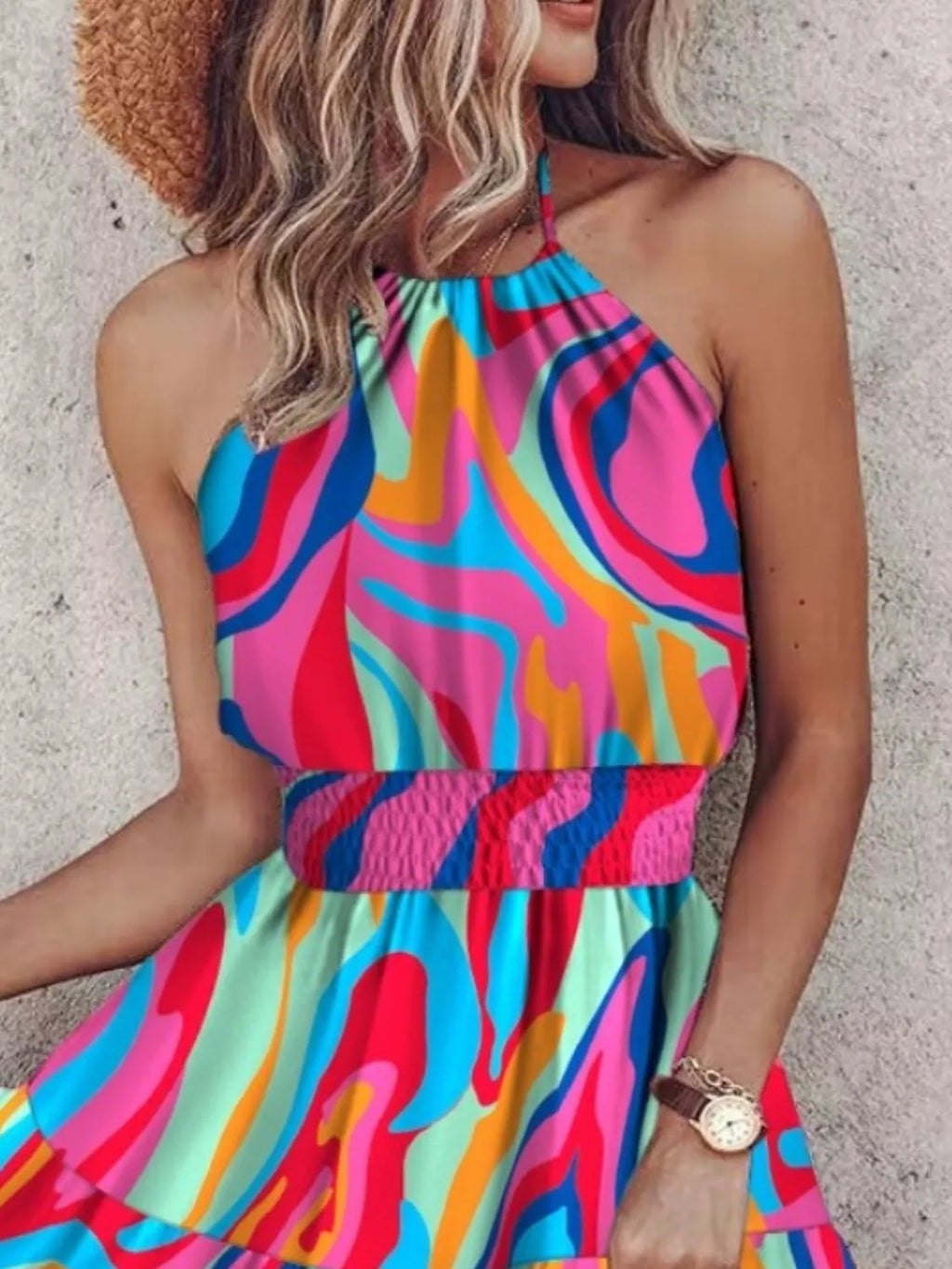 Paisley Print Halter Neck Mini Dress (13)
