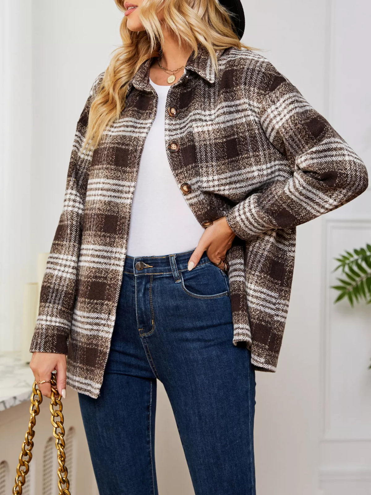 Plaid Button Up Long Sleeve Shacket (21)