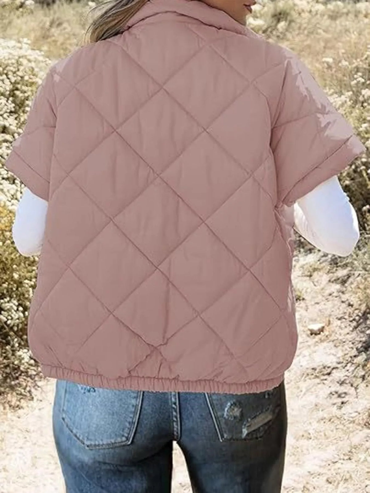 Quilted Zip Up Short Sleeve Winter Coat (18)