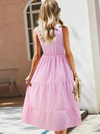 Striped Sleeveless Tiered Midi Dress (7)