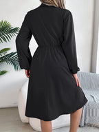 Collared Neck Long Sleeve Dress Pockets (14)
