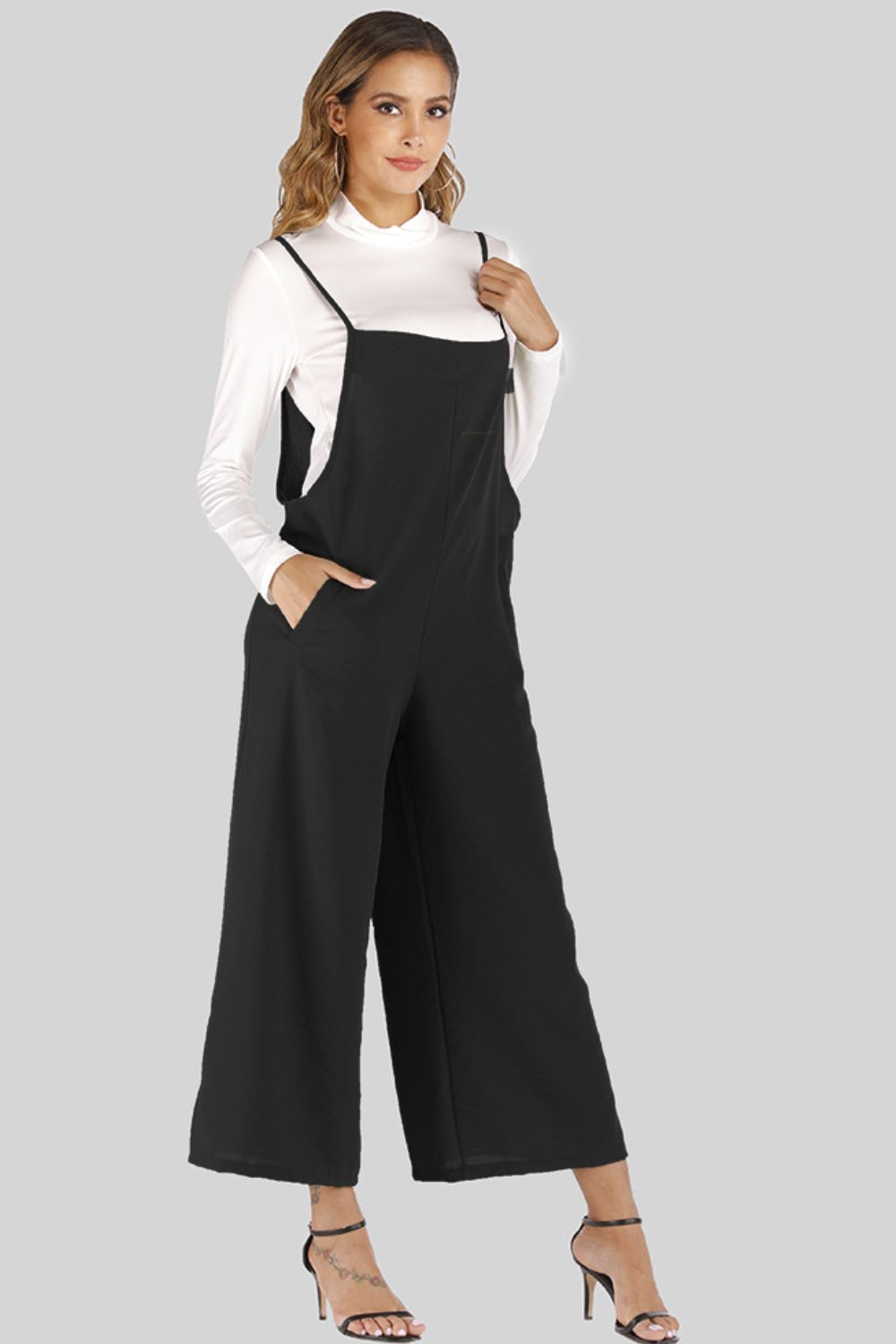 Full Size Cropped Wide Leg Overalls Pockets (4)
