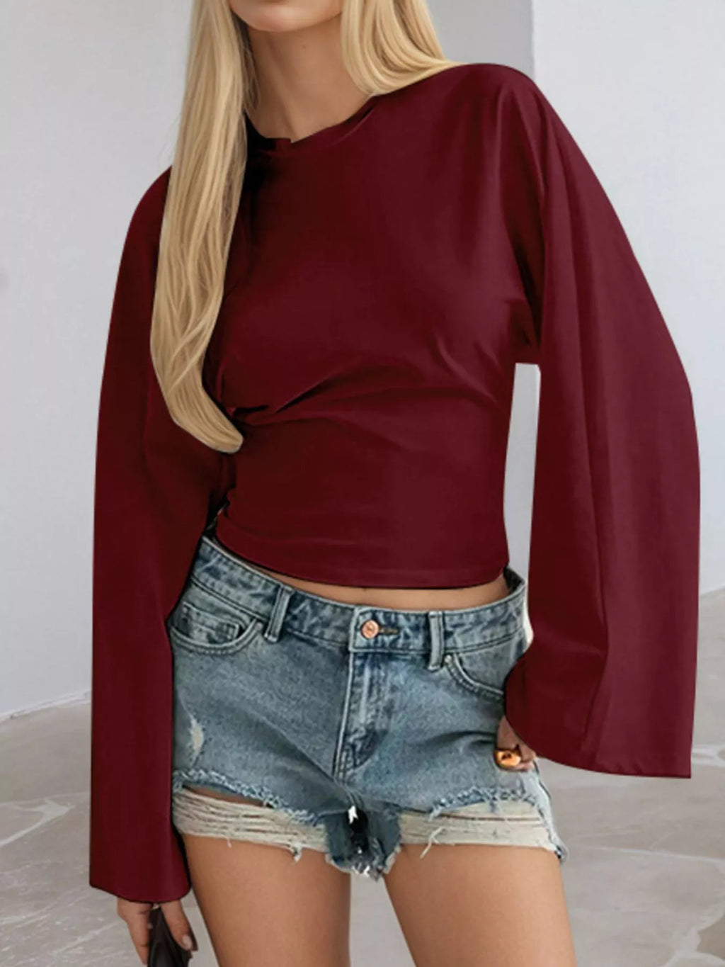 Full Size Long Sleeve Fitted T-shirt Plus (26)