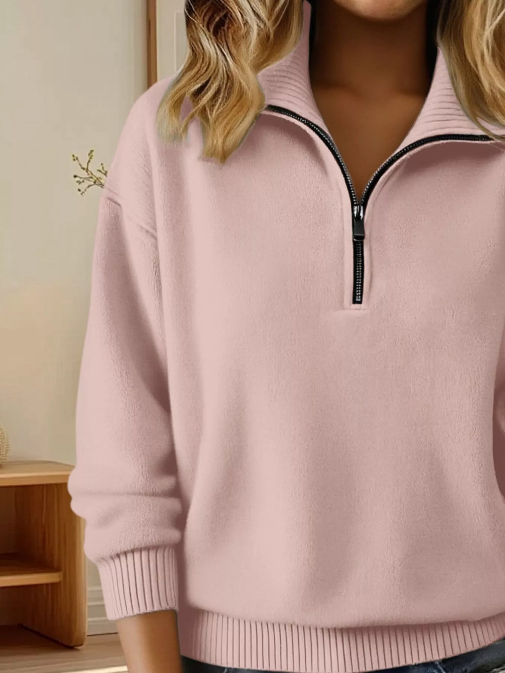 Full Size Half Zip Dropped Shoulder Sweater Plus (23)