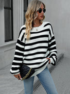 Striped Dropped Shoulder Sweater (5)