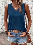 V-neck Ribbed Trim Tank (10)