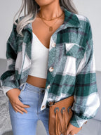 Plaid Collared Neck Long Sleeve Jacket (13)