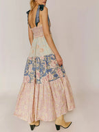 Printed V-neck Tie Shoulder Cami Dress (5)