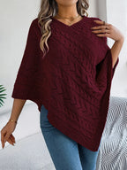 Cable-knit Openwork Three-quarter Sleeve Sweater (14)