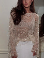 Sequin Long Sleeve Knit Cover Up