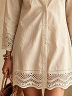 Button-down Shirt Dress Lace Trim (6)
