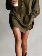 Contrast Collar Mini Shirt Dress (4)