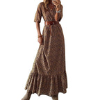 Half Collar Printed Bohemian A-line Skirt photo 3