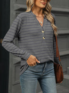 Striped Henley T-shirt Button Detail (30)