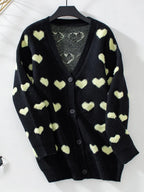 Heart V-neck Button Up Long Sleeve Cardigan (6)