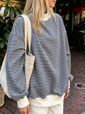 Oversized Striped Crew Neck Sweatshirt