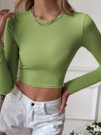 Cutout Back Long Sleeve Crop T-shirt (7)