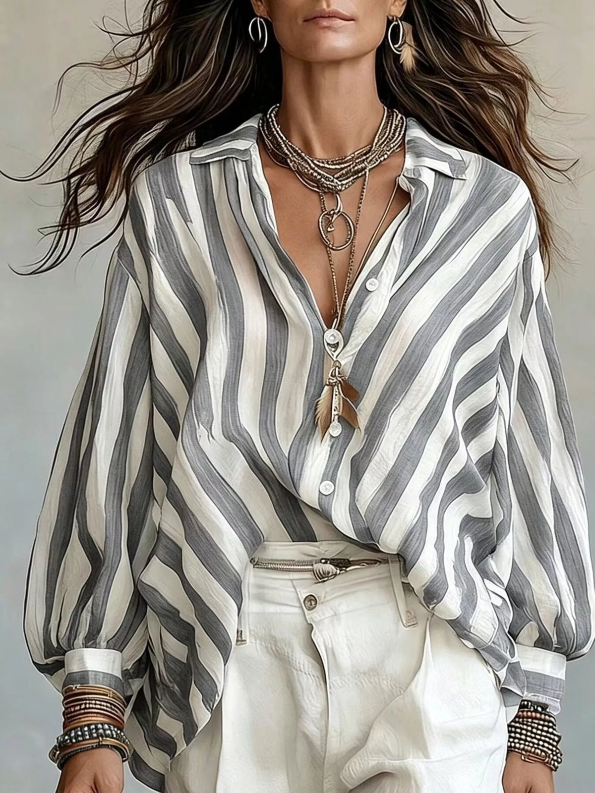 Striped Loose Fit Shirt (12)