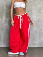 Side Stripes High-waisted Wide-leg Sweatpants