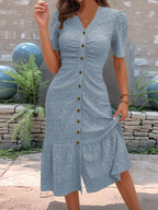 Eyelet Embroidered Button-down Midi Dress (9)