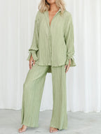 Button Up Long Sleeve Top Pants Set (12)