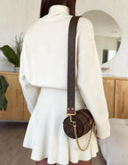 Turtleneck Dropped Shoulder Sweater Skirt Set (4)