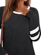 Casual Striped Round Neck T-shirt (8)