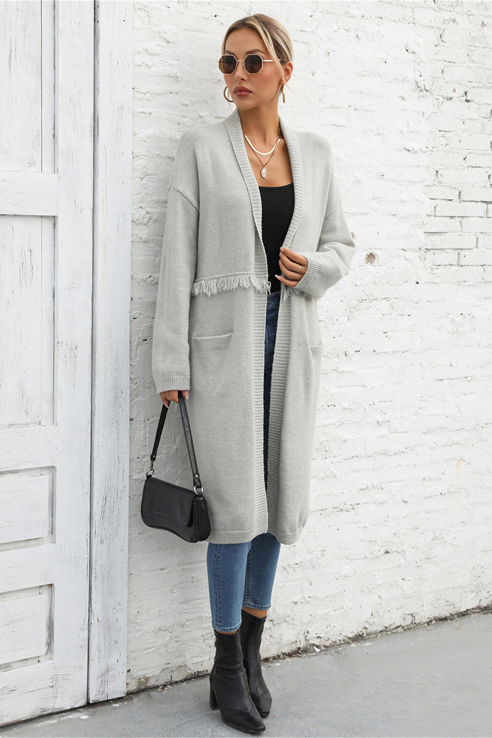 Open Front Pocketed Cardigan (8)