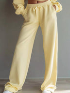 Round Neck Cropped Sweatshirt Wide-leg Pants (3)
